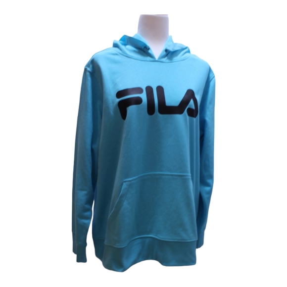 Fila Light Blue Curve Pullover Hoodie Plus Size - Picture 4 of 11